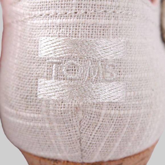 TOM'S Wedge Sandals Cork Wedge Heels in Cream Women's Size 9 - Picture 9 of 11